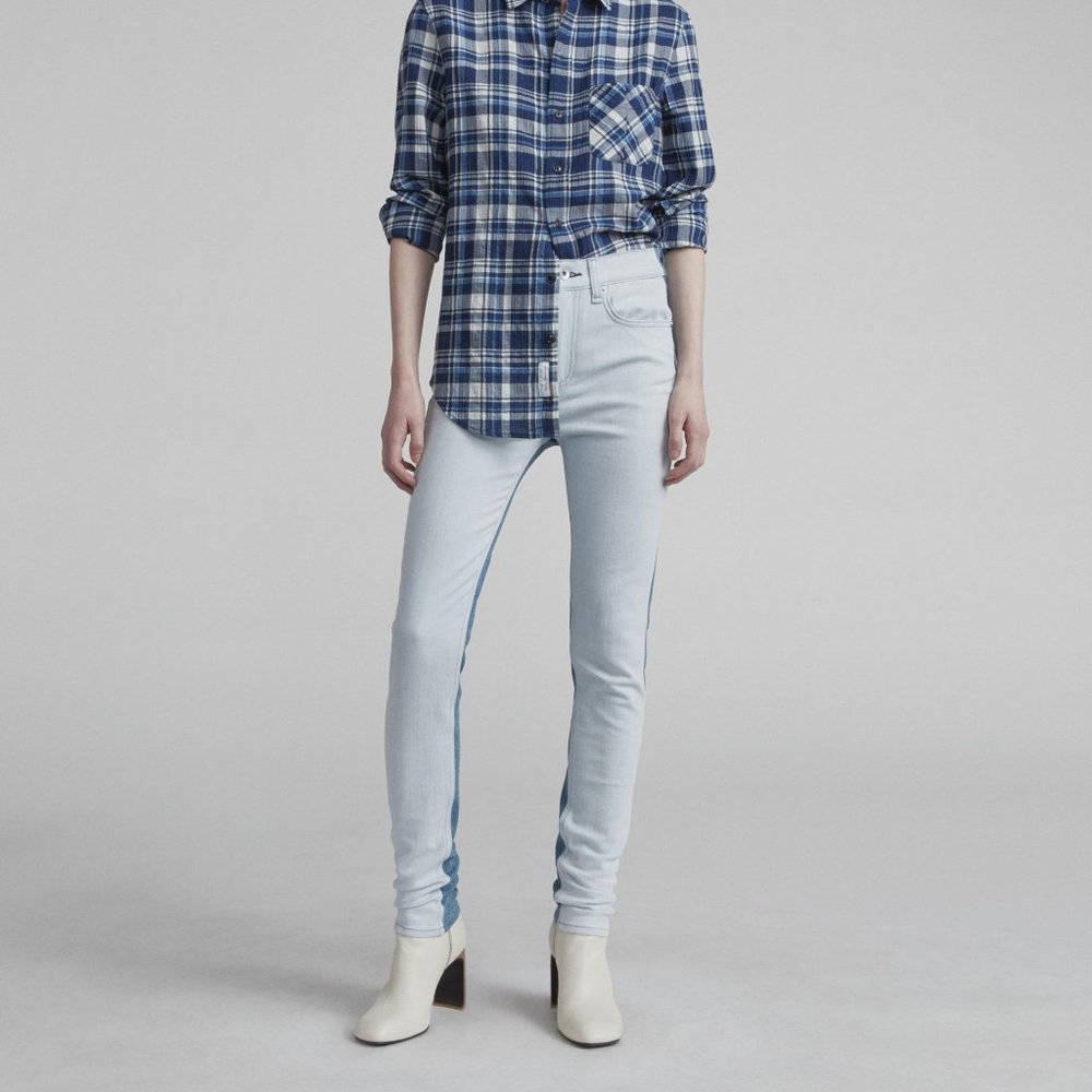 Rag & Bone High Waist Skinny Jeans Double Blues, 24, Barely Worn